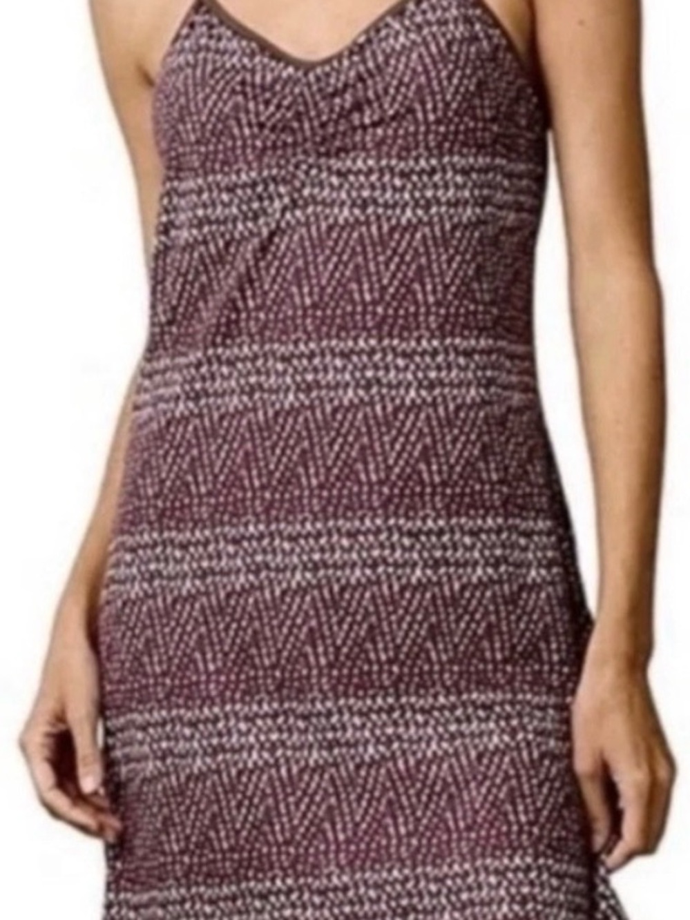 Prana Elixir Sleeveless Lightweight Stretch Knit Slip Dress in Burgundy Small